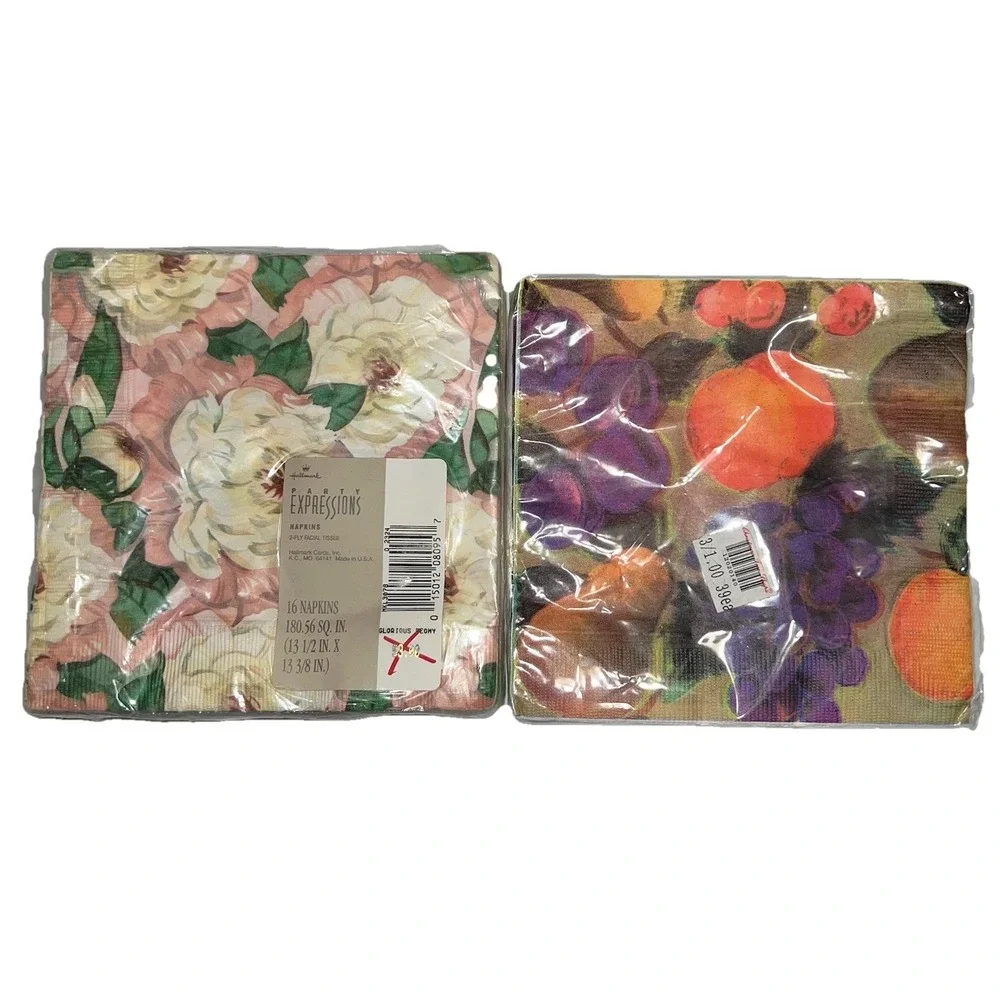 2 Packs Vtg Paper Napkins Beverage Hallmark Spring Easter Fruit Floral Flowers